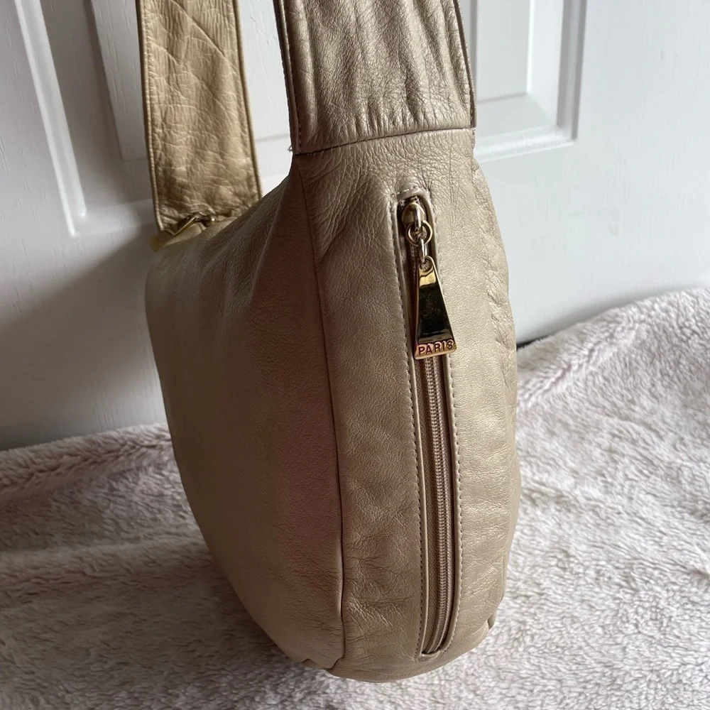 Vintage Paris gold metallic leather hobo bag